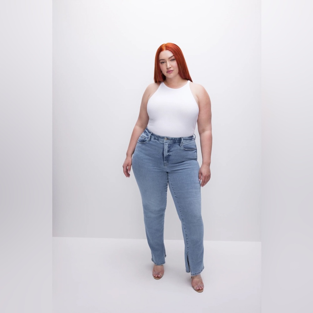 Good American Black Straight Leg Jeans